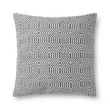 INDOOR/ OUTDOOR CHARCOAL AND WHITE PILLOW 22